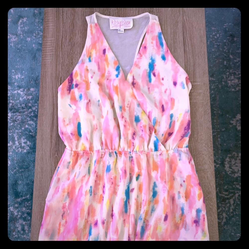 Floral Romper with cinched waist and sheer back